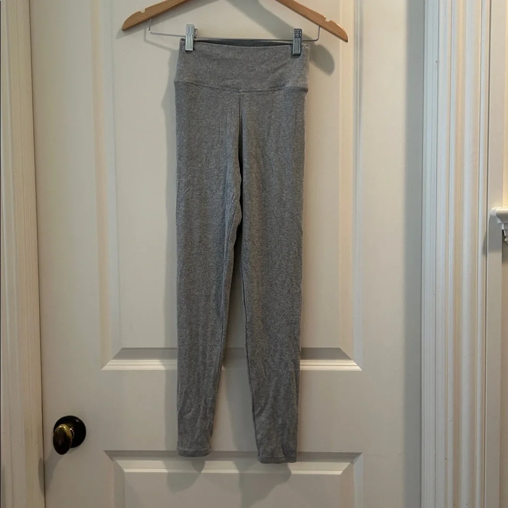 Natural Life Girls' Gray Ribbed PullOn Leggings stretchy viscose elastane size M